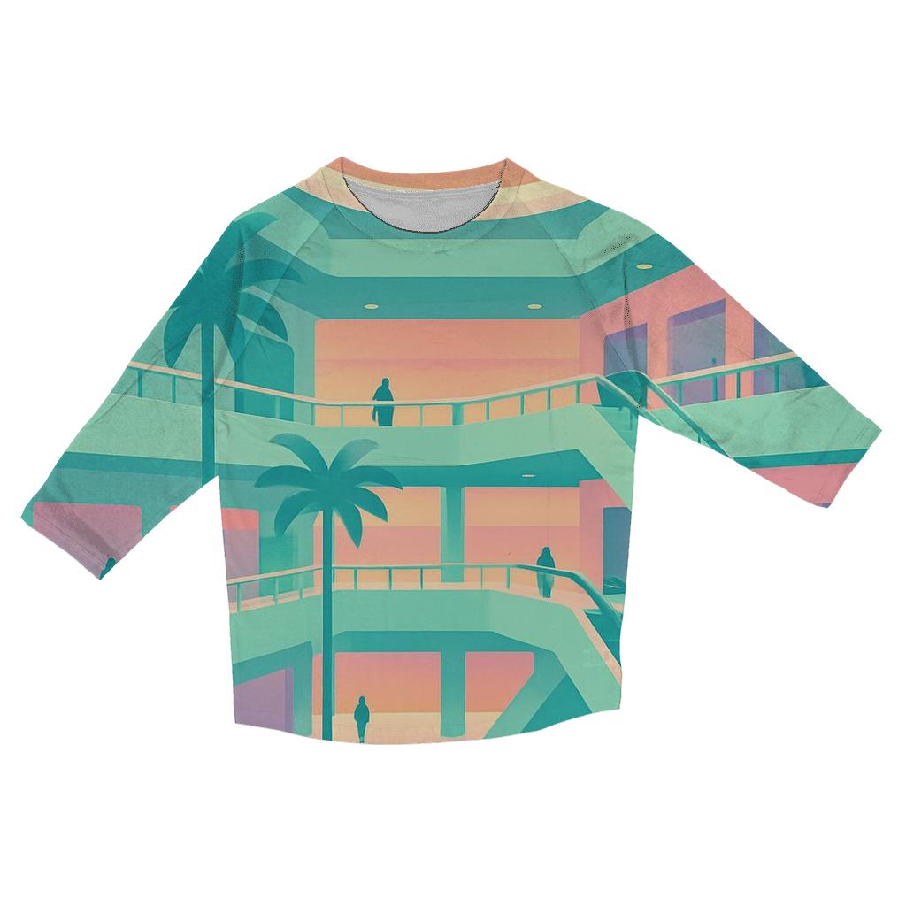 Vaporwave Mall Atrium personalized 3/4 sleeve tees