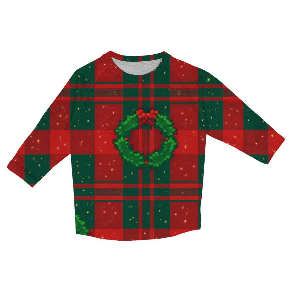 Holly Crown Confetti Plaid Design cotton quarter sleeve shirts