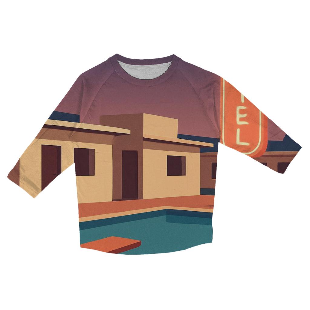 Retro Motel Poolside Glow stylish quarter sleeve tops