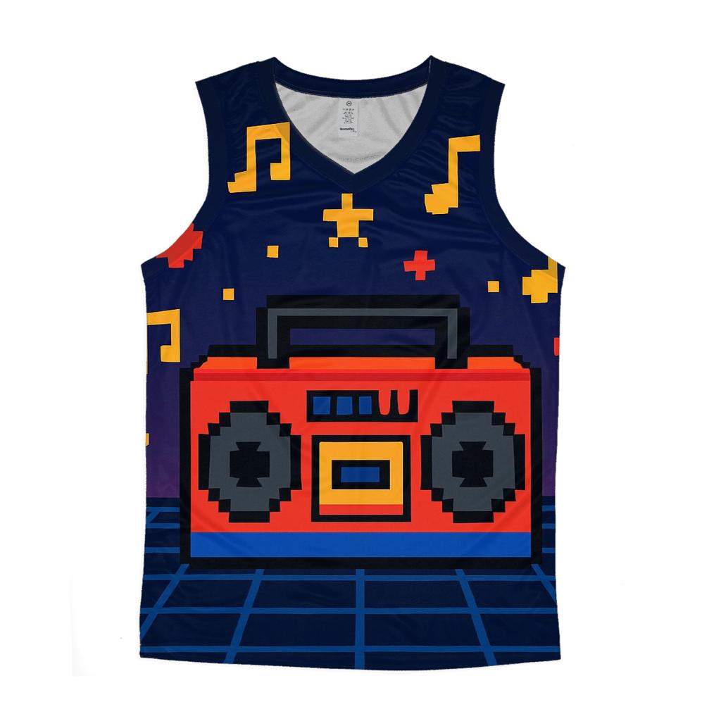 Pixel Boombox Arcade graphic print tank tops