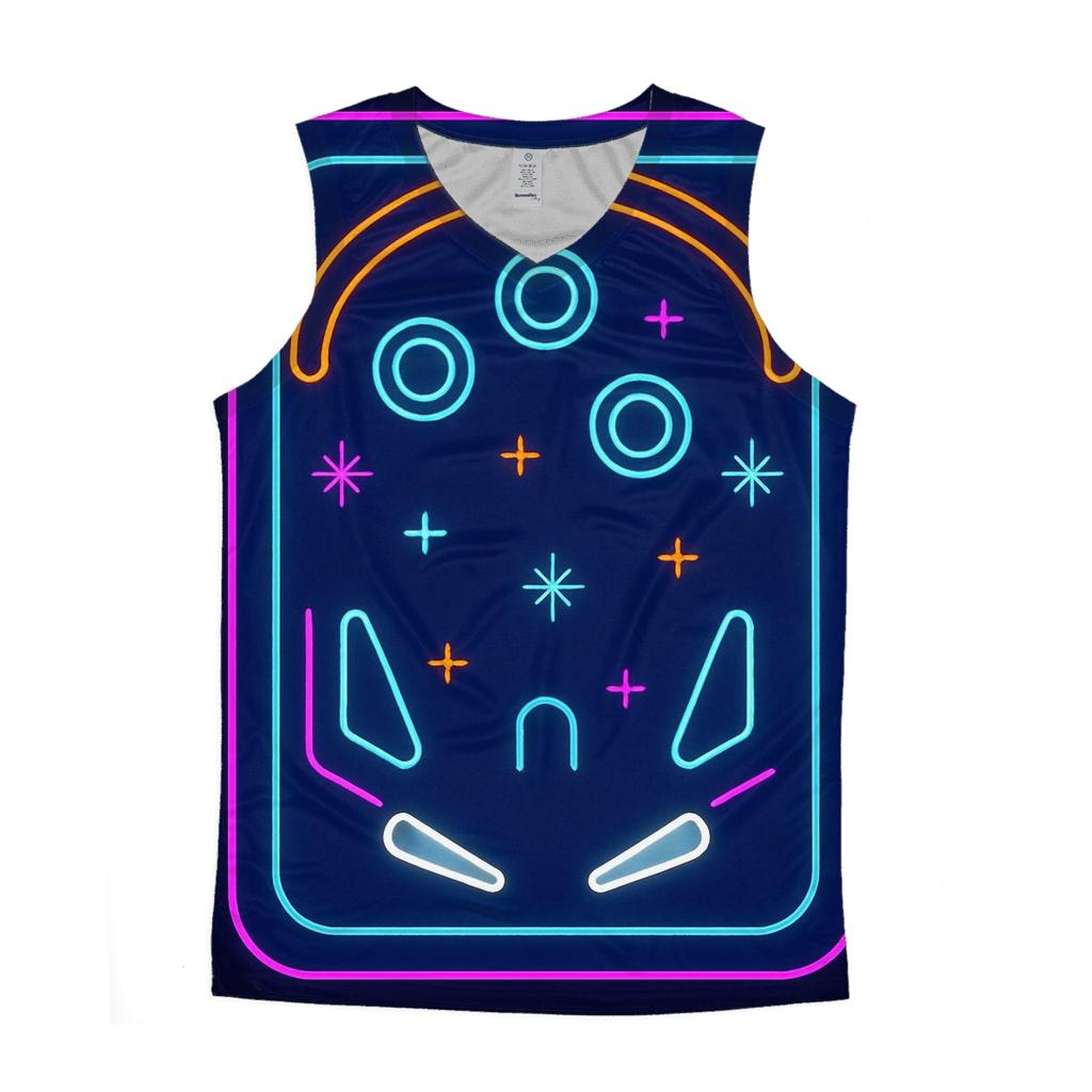 Arcade Neon Pinball Field graphic print tank tops