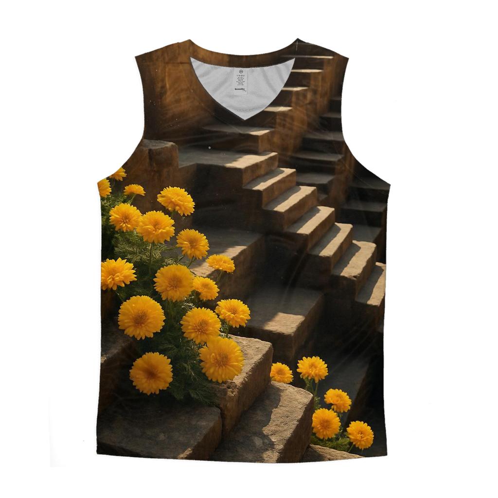 Desert Marigolds At Ancient Stepwell cotton sleeveless tops