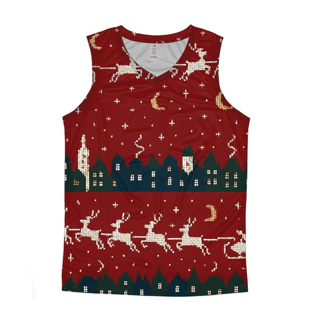 Santa Sleigh Skyline Border Design designer workout tanks