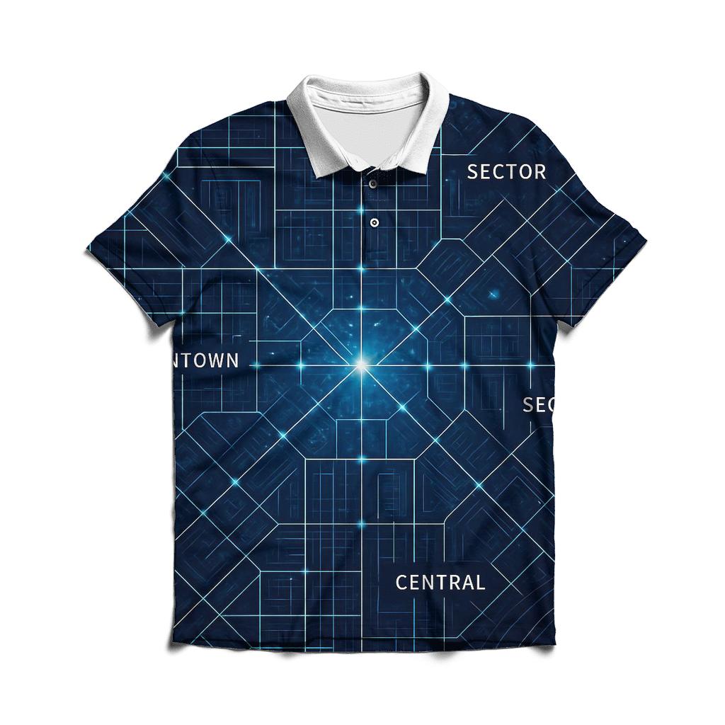 Stellar Blueprint City Grid embroidered polo tops