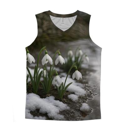 Snow Drops Emerging Beside Melting Path sports performance tank tops
