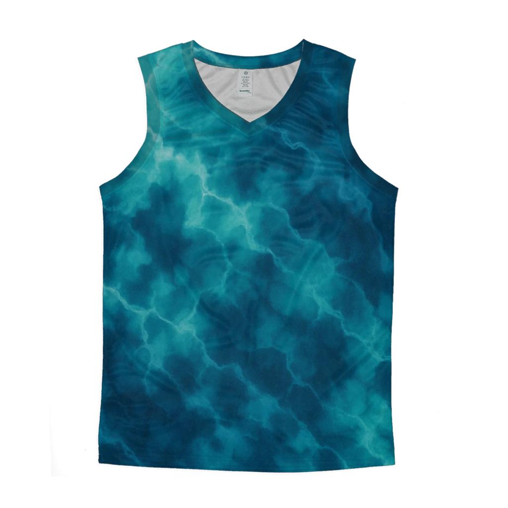 Diagonal Lagoon Crumple graphic print tank tops