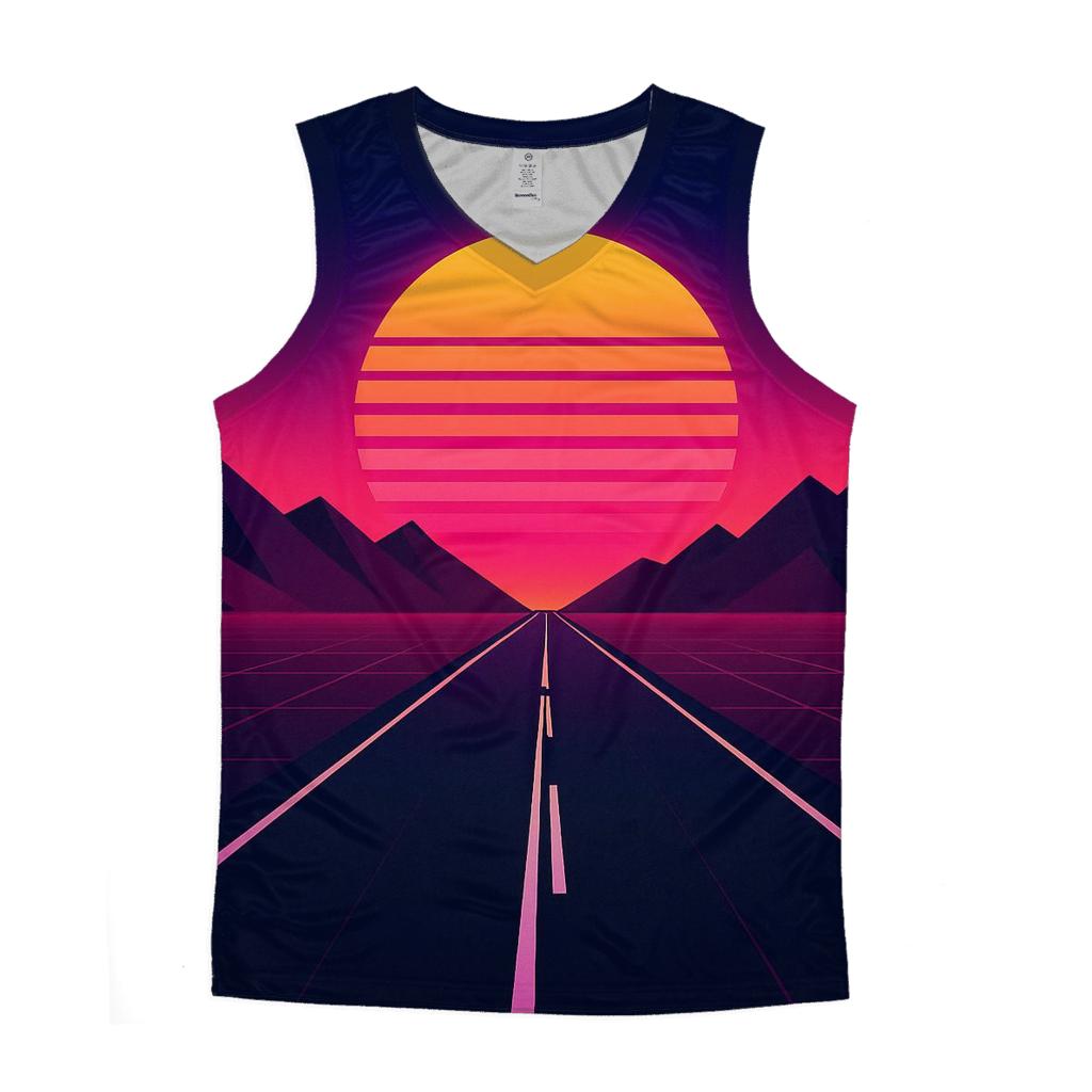 Synthwave Desert Highway custom tank tops