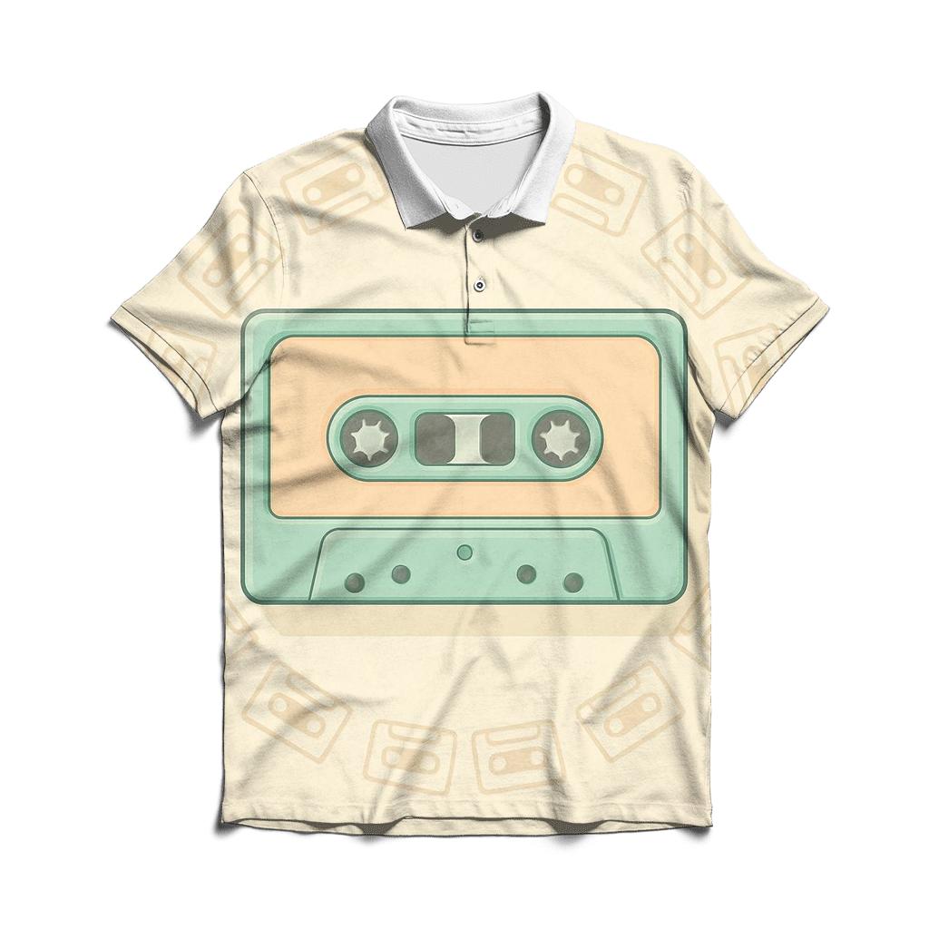 Retro Cassette Halo embroidered polo tops