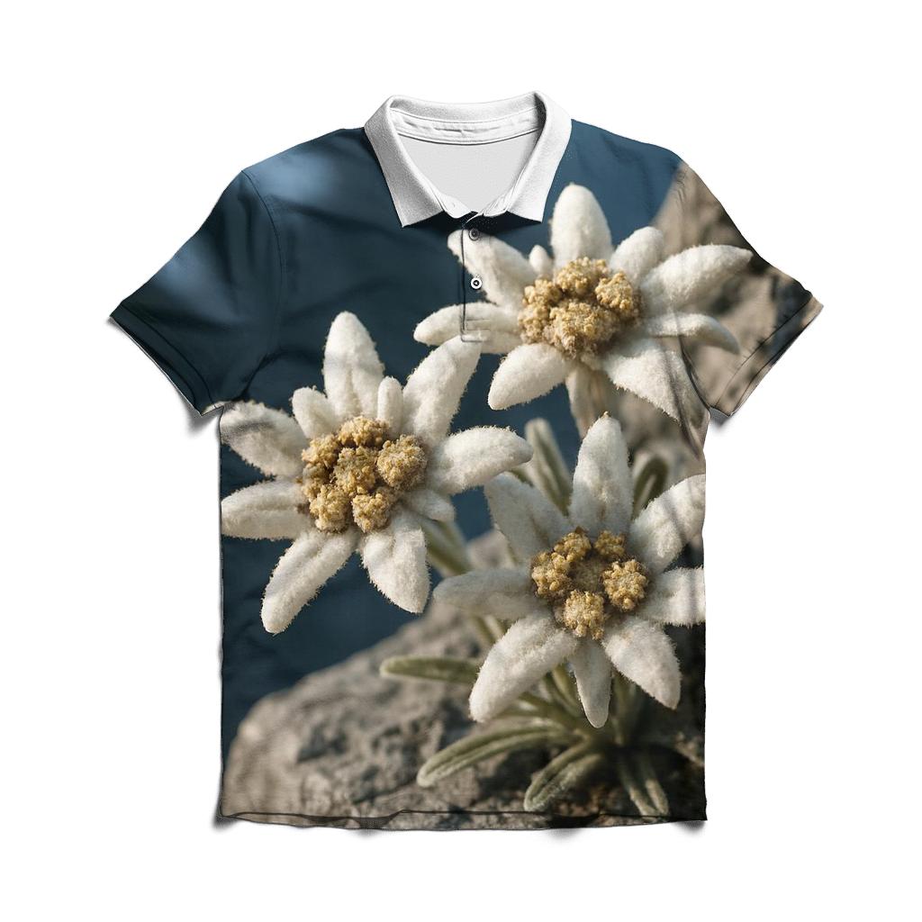 Alpine Edelweiss On Rocky Ledge branded logo polo shirts