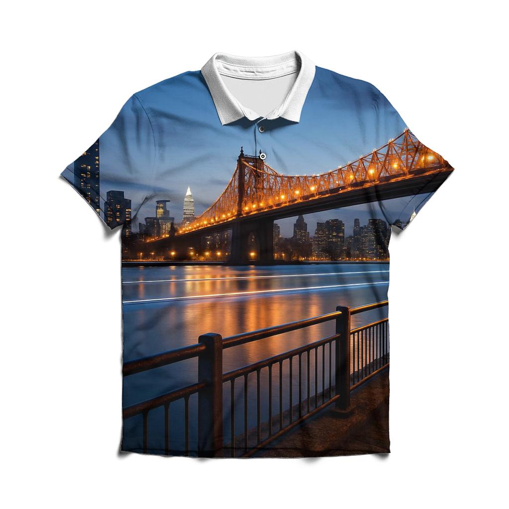 Queensboro Bridge Twilight Reflection casual sports polo shirts