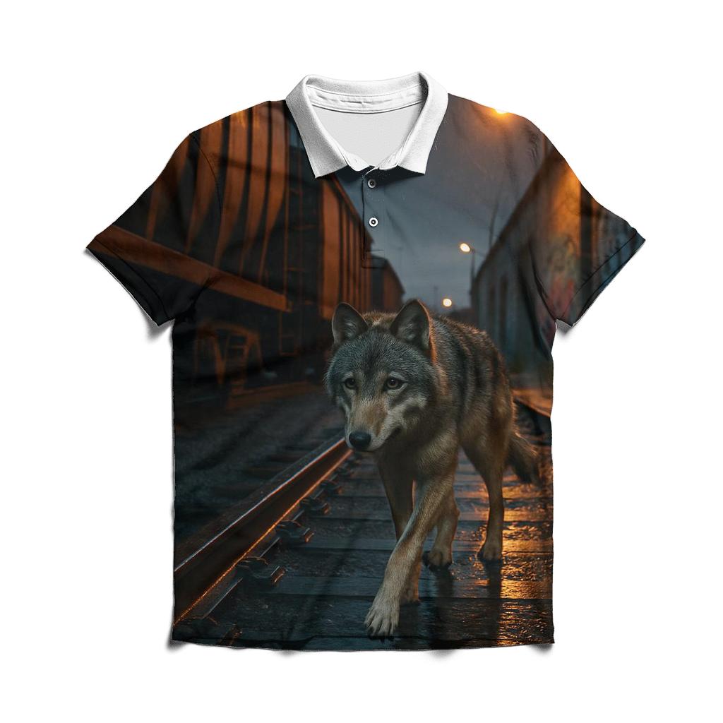 Industrial Edge Urban Wolf Corridor embroidered polo tops