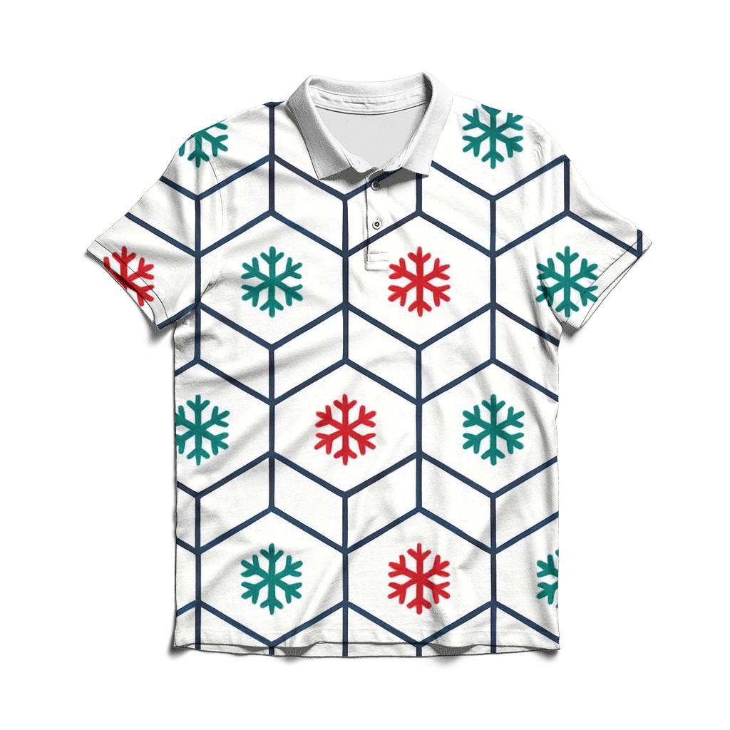 Snowflake Lattice Noel personalized polo shirts