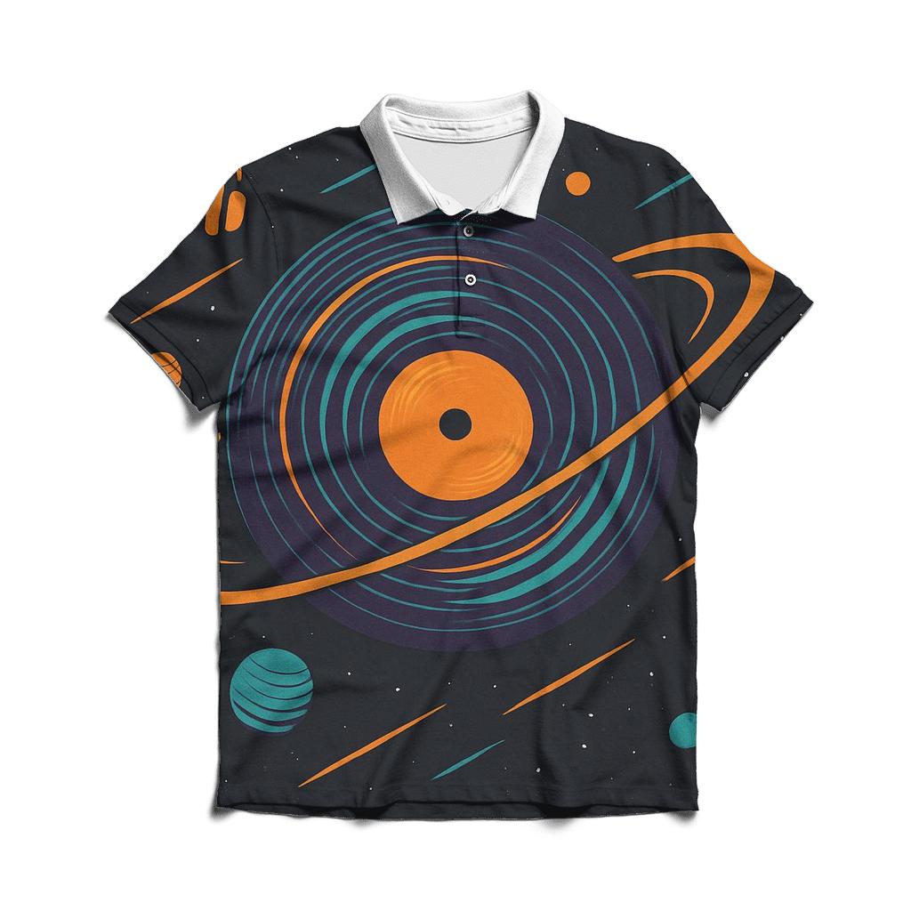 Planetary Vinyl Sound Waves branded logo polo shirts