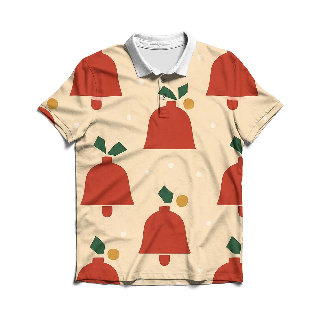 Crimson Carol Bells Pattern stylish collar polo tees