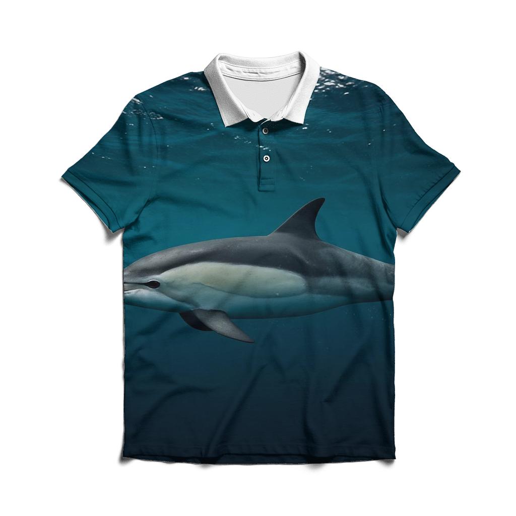 Common Dolphin In Clear Swell casual sports polo shirts