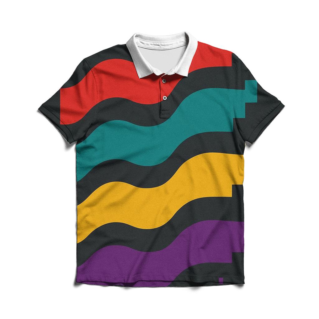 Retro TV Signal Waves casual sports polo shirts