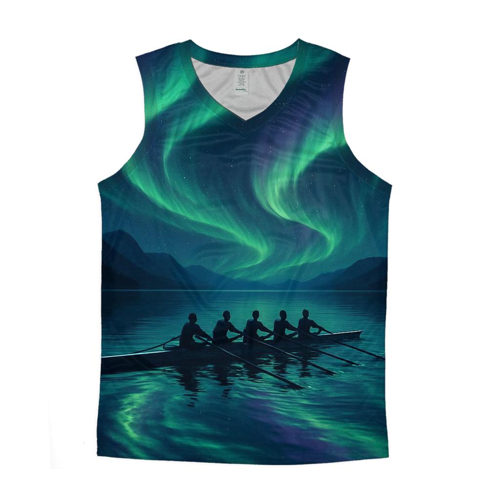Nighttime Rowing Under Aurora cotton sleeveless tops