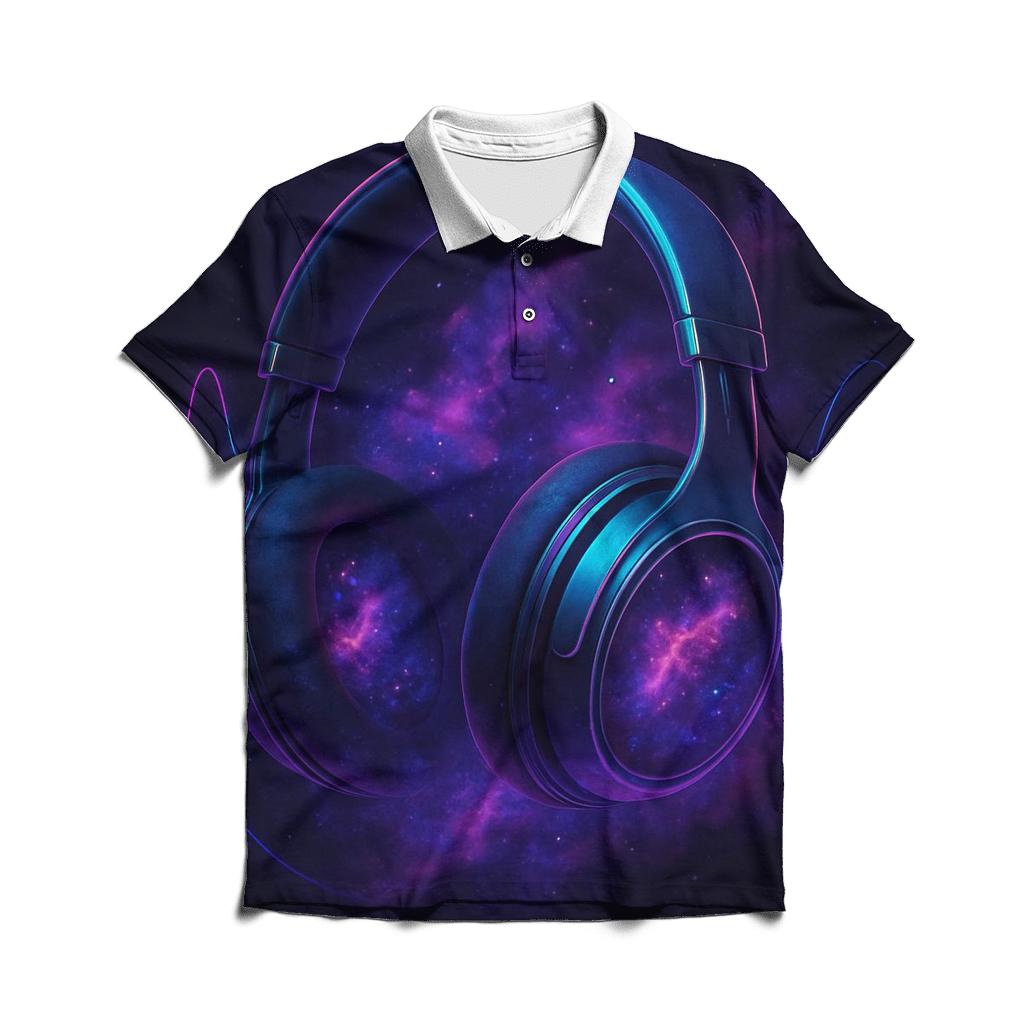 Holographic Headphone Nebula stylish collar polo tees