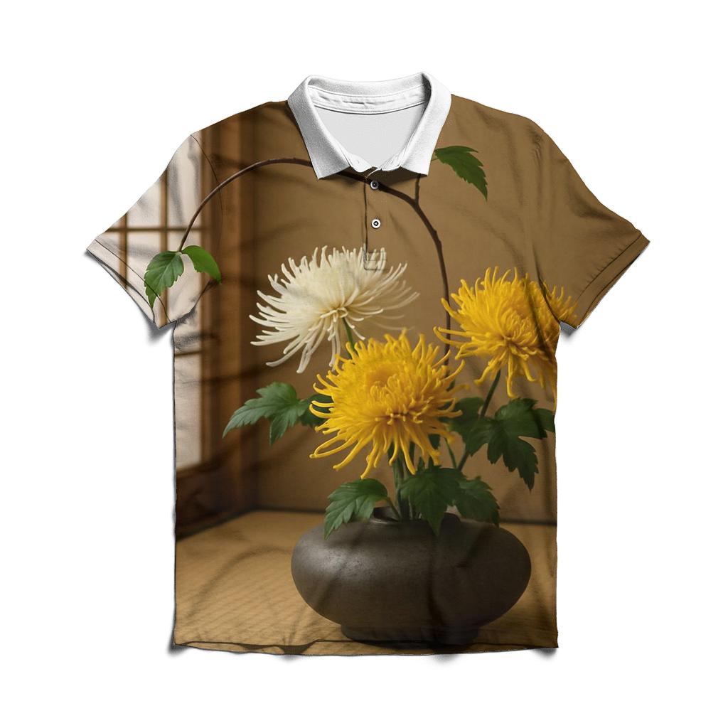 Ikebana Inspired Chrysanthemums In Tatami Room designer slim fit polos
