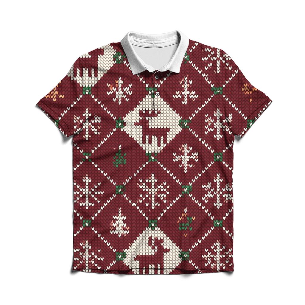Reindeer Sweater Diamond Lattice Design personalized polo shirts
