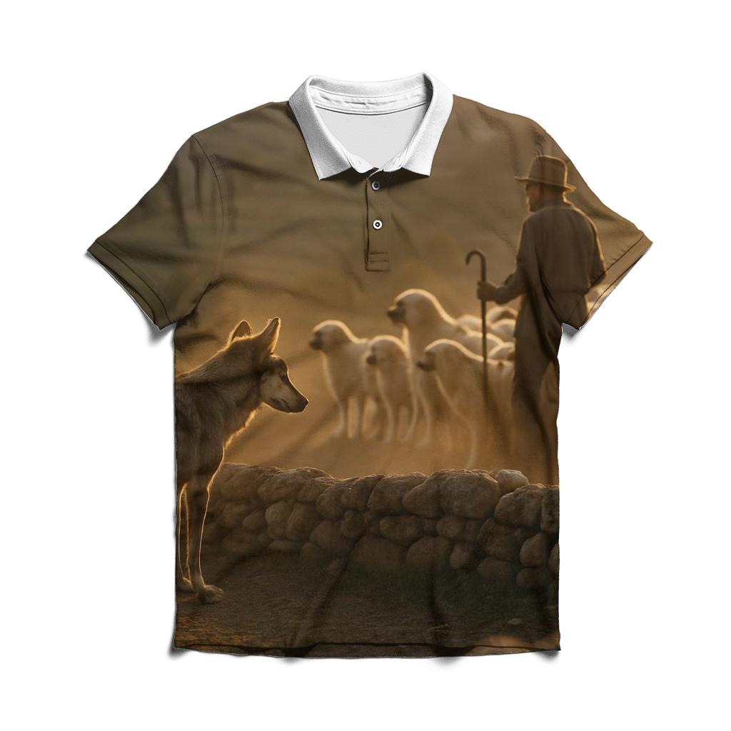 Wolf And Shepherd Flock Negotiation premium cotton polo shirts