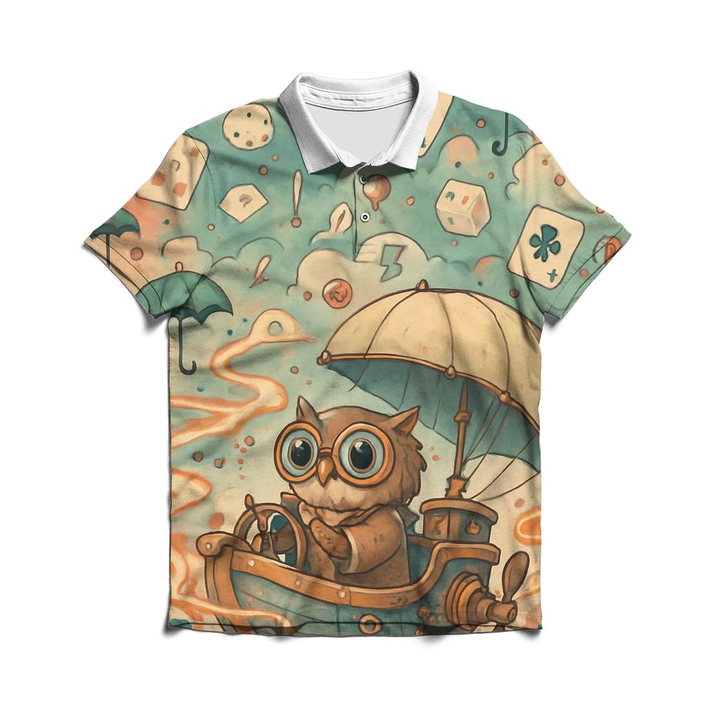 Whimsy Storm Airship embroidered polo tops