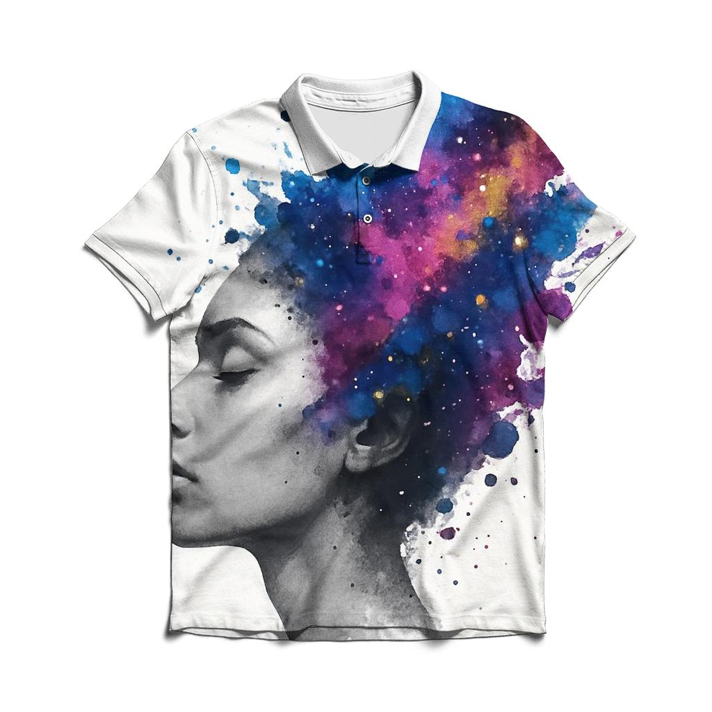 Galactic Ink Splash Portrait embroidered polo tops