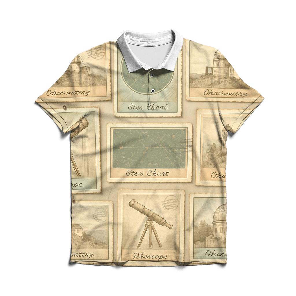 Vintage Observatory Postcard Wall custom polo shirts