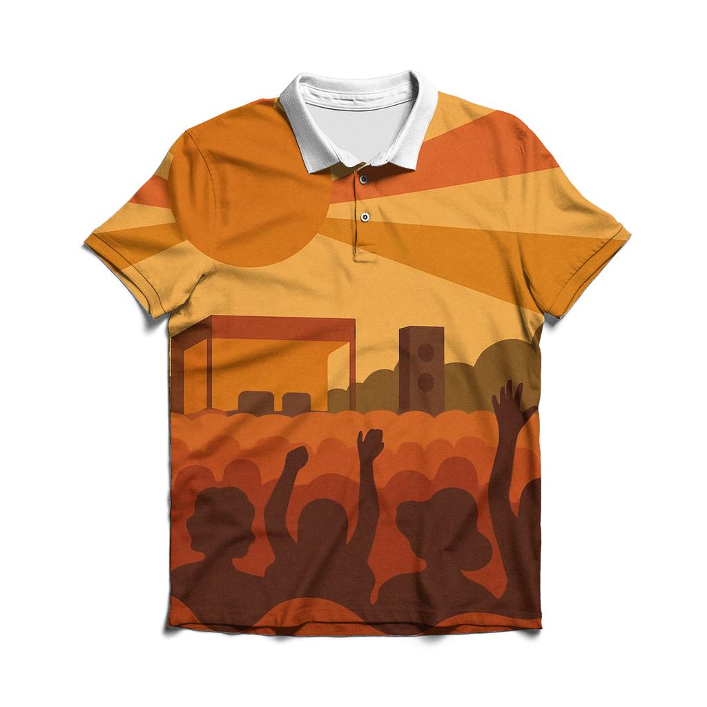 Sunburst Festival Crowd Waves casual sports polo shirts