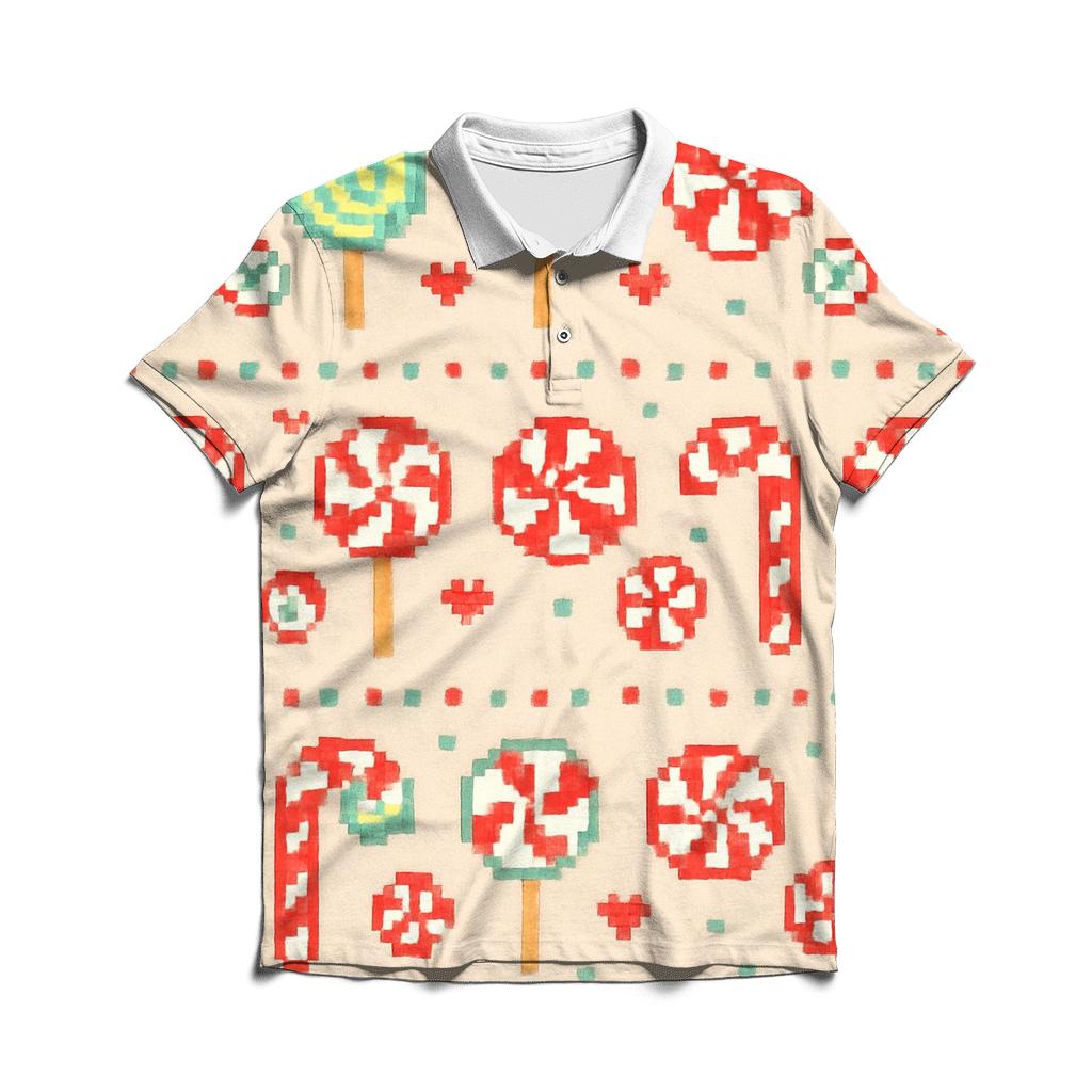 Candy Cane Carousel Bands Design premium cotton polo shirts