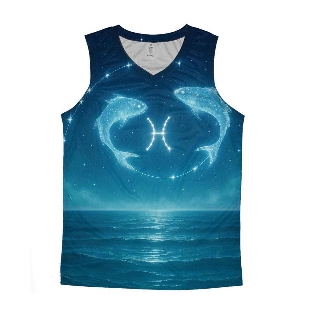 Pisces Dreaming Ocean Zodiac Horizon graphic print tank tops