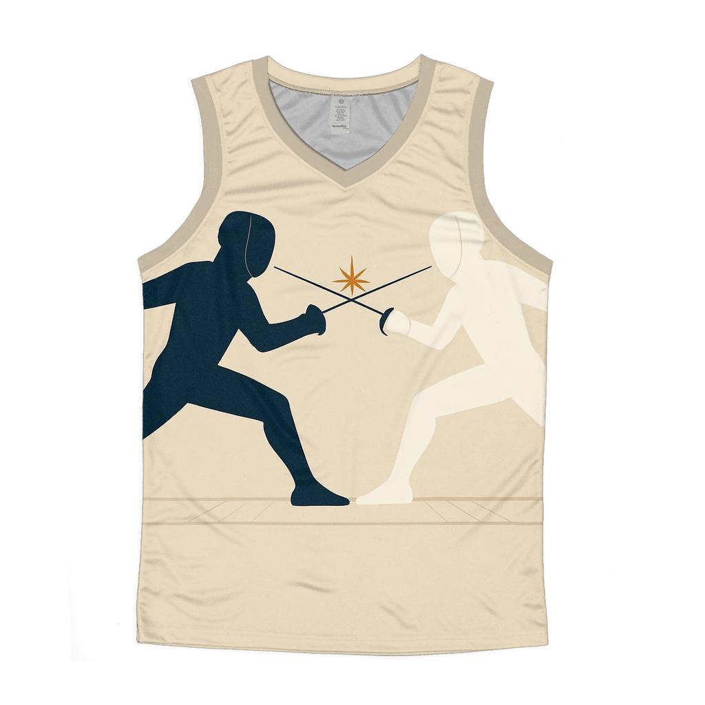 Fencing Duel In Minimalist Silhouette designer workout tanks