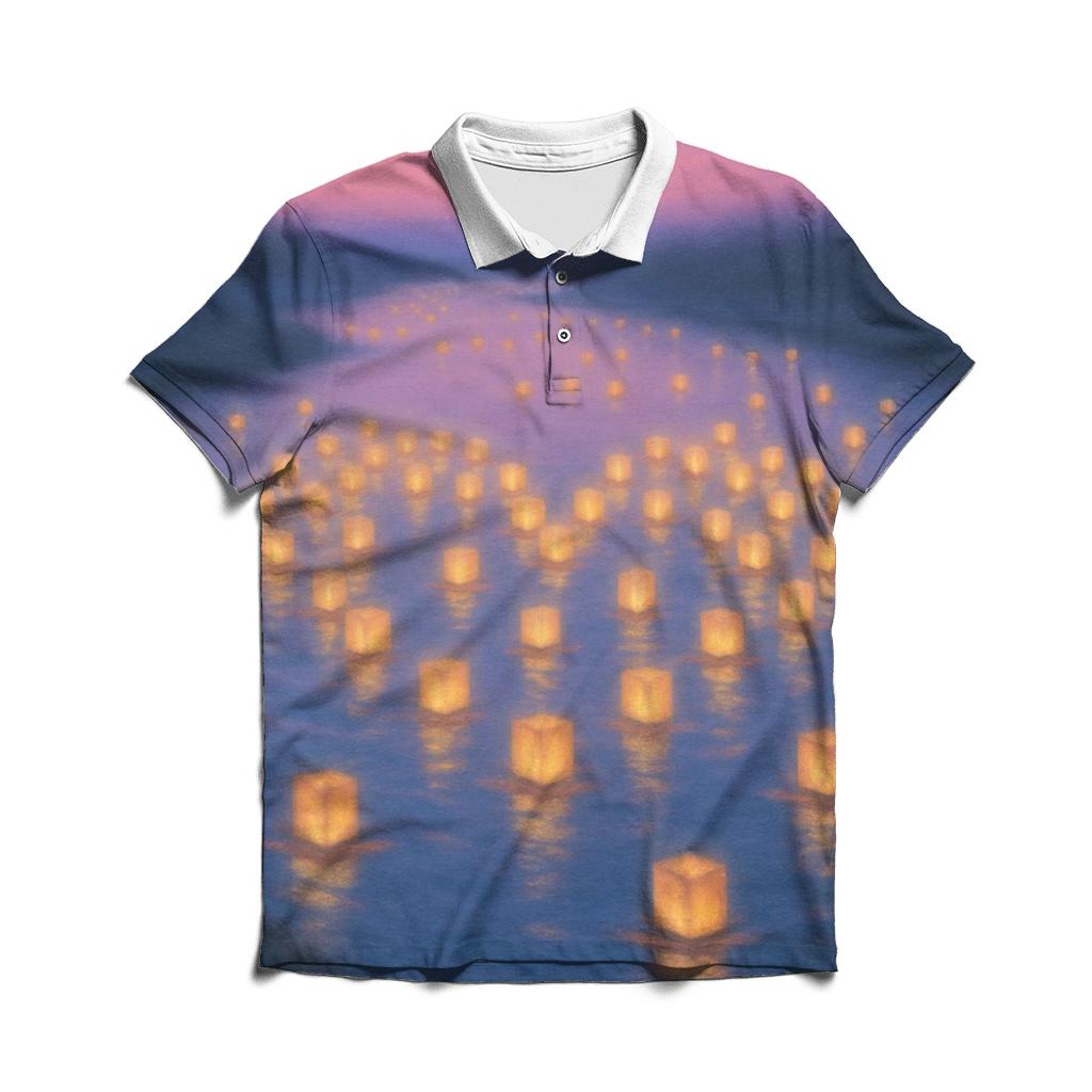 Floating Lantern Hearts stylish collar polo tees