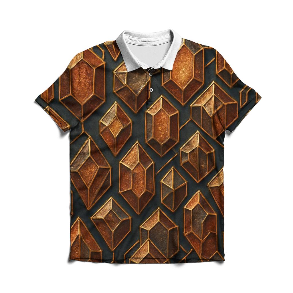 Gilded Crystal Lattice stylish collar polo tees