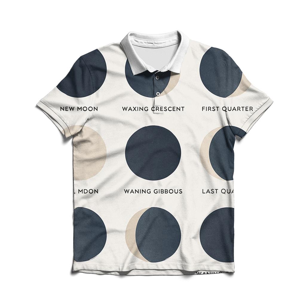 Lunar Phase Minimal Calendar custom polo shirts