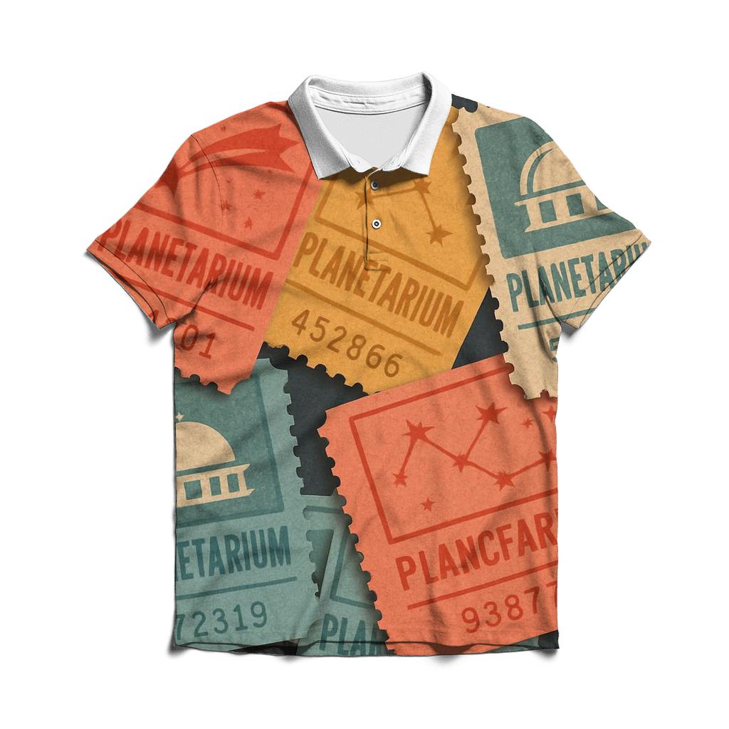 Retro Planetarium Ticket Stub Art stylish collar polo tees