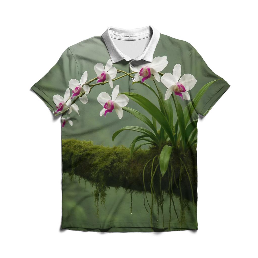 Wild Orchids In Misty Cloud Forest stylish collar polo tees