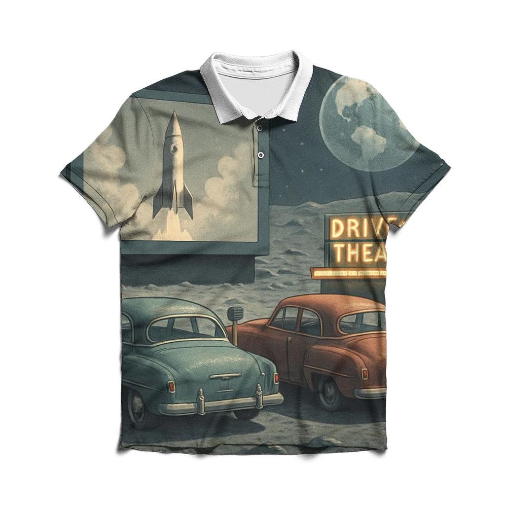 Lunar Drive In Theater Scene personalized polo shirts