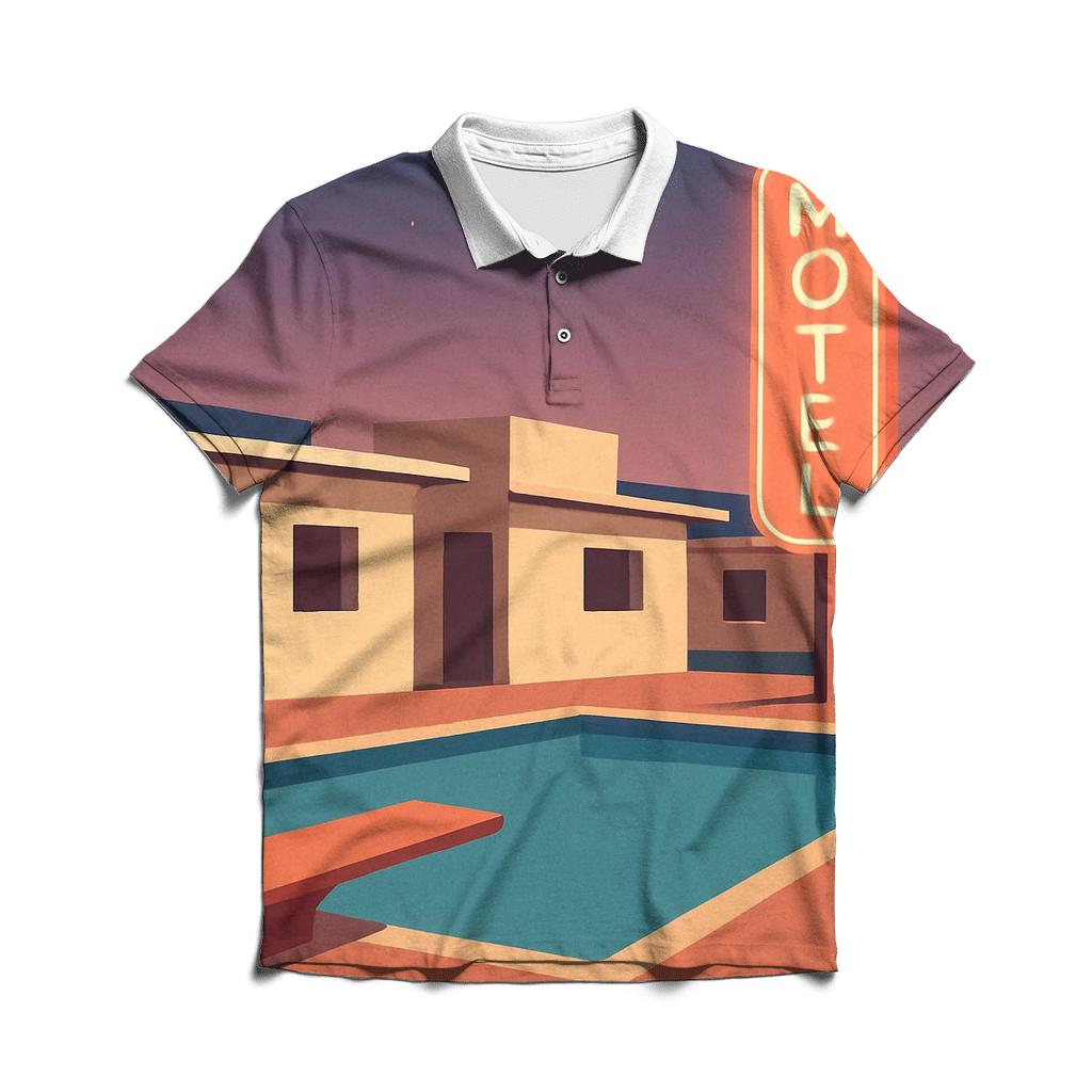 Retro Motel Poolside Glow stylish collar polo tees