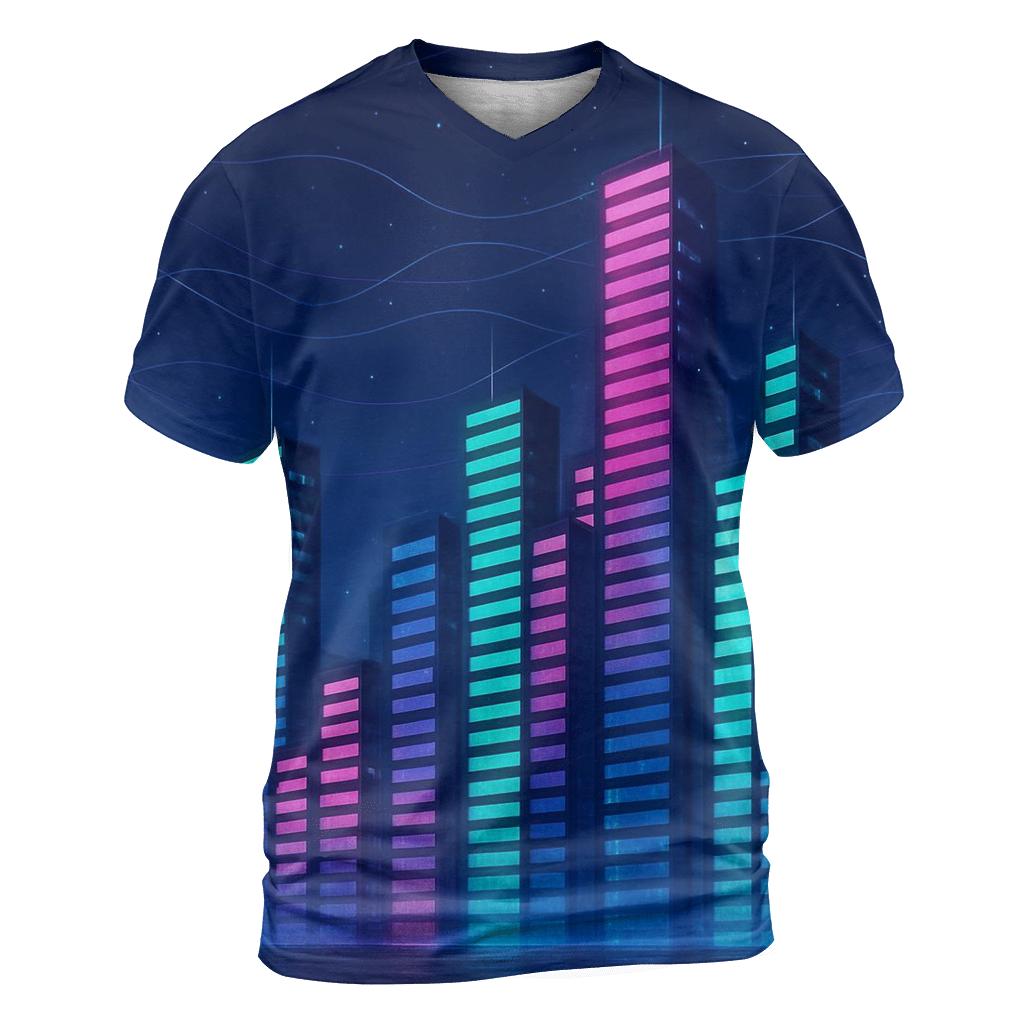 Neon Equalizer Skyline personalized full print shirts