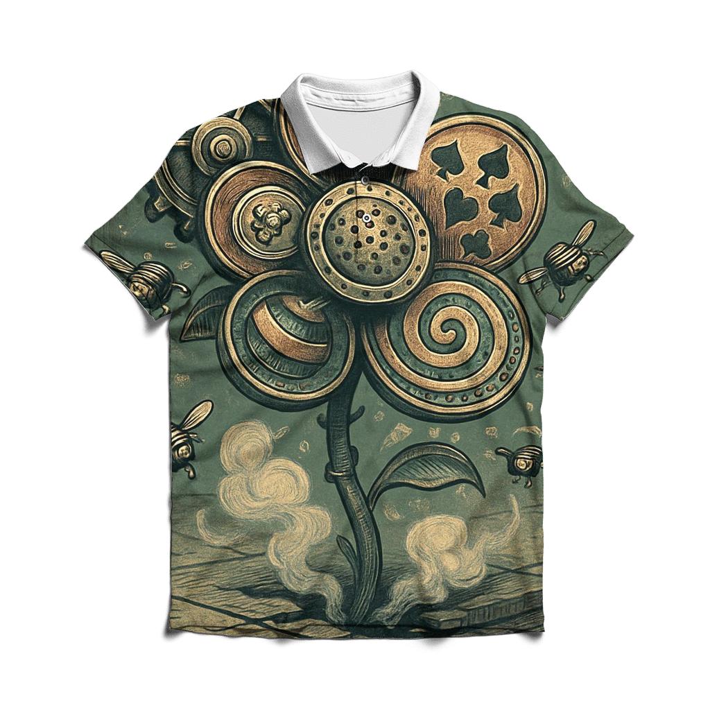 Mechanical Coin Bloom premium cotton polo shirts