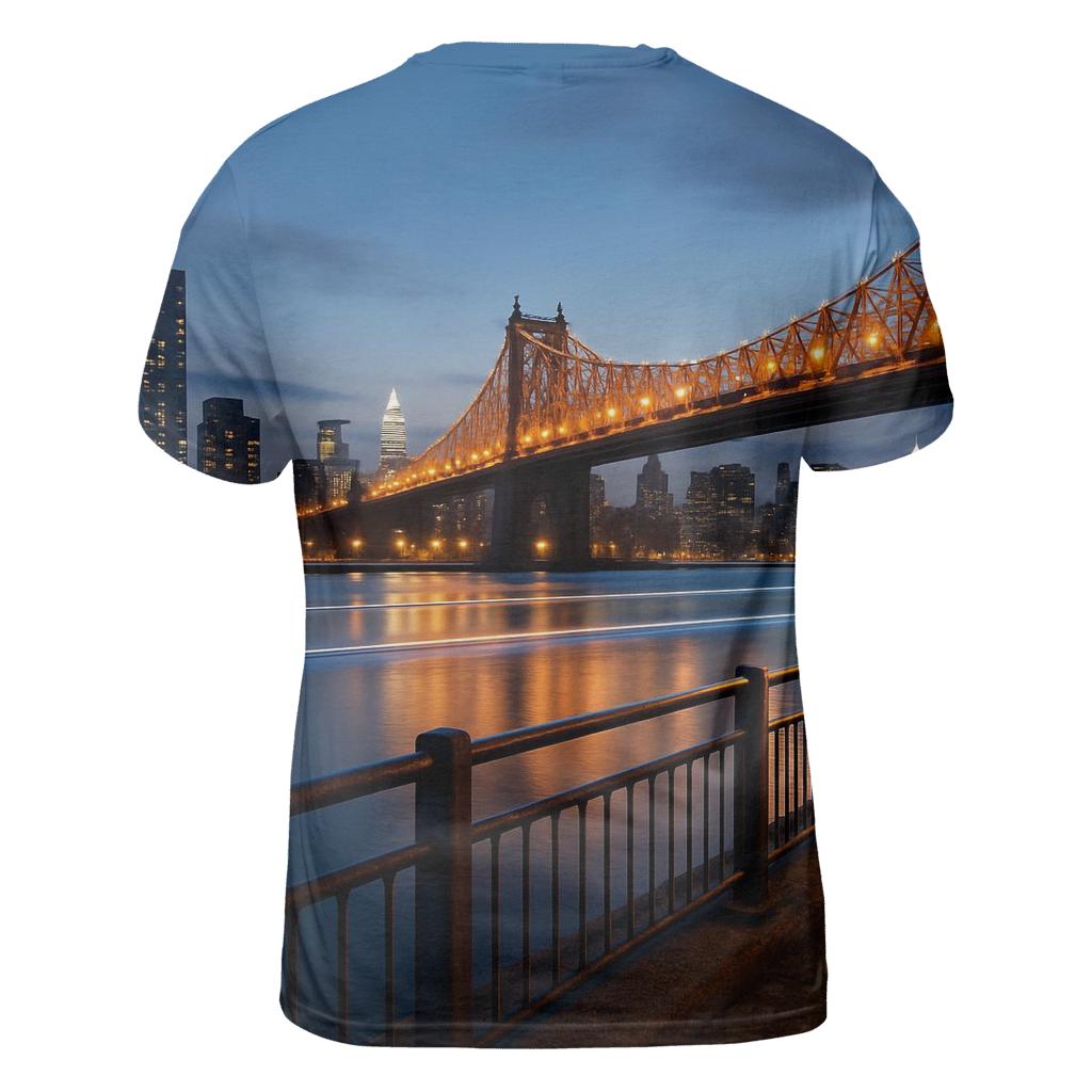 Queensboro Bridge Twilight Reflection creative print fashion shirts