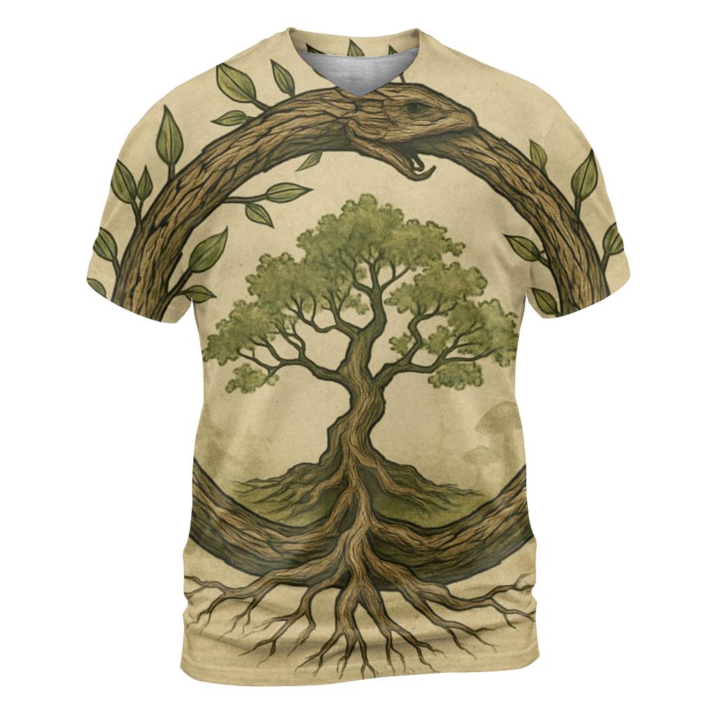 Forest Spirit Ouroboros statement graphic shirts