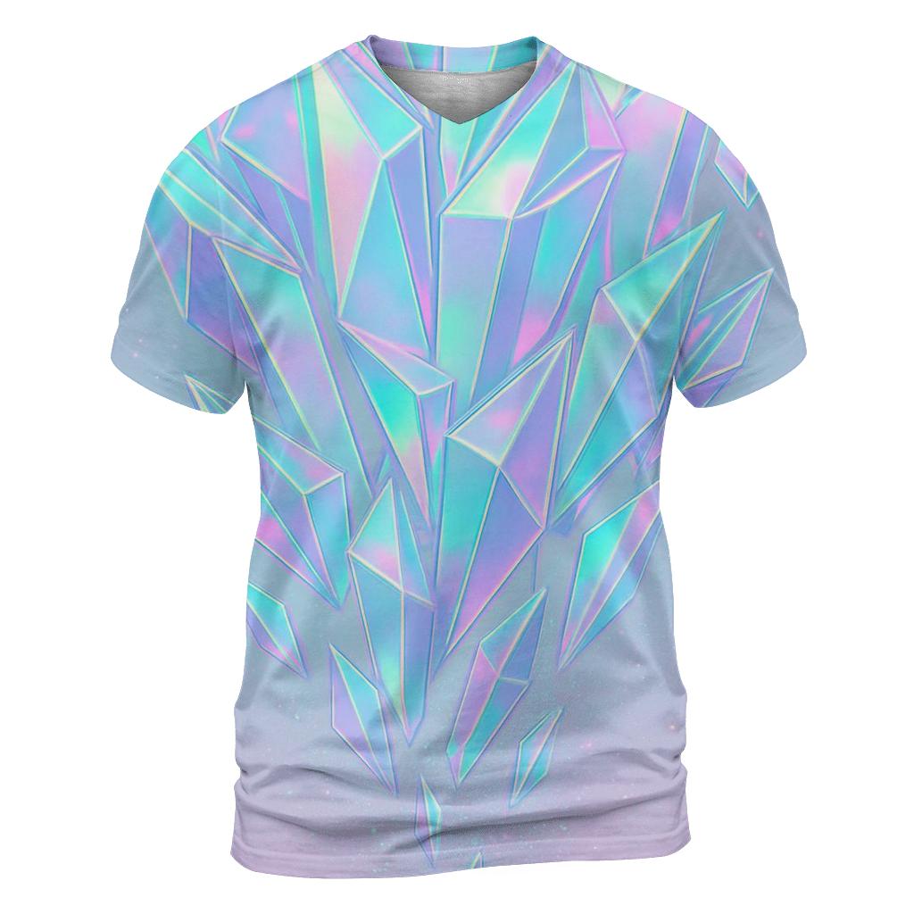 Holographic Prism Cascade vibrant all-over design tees