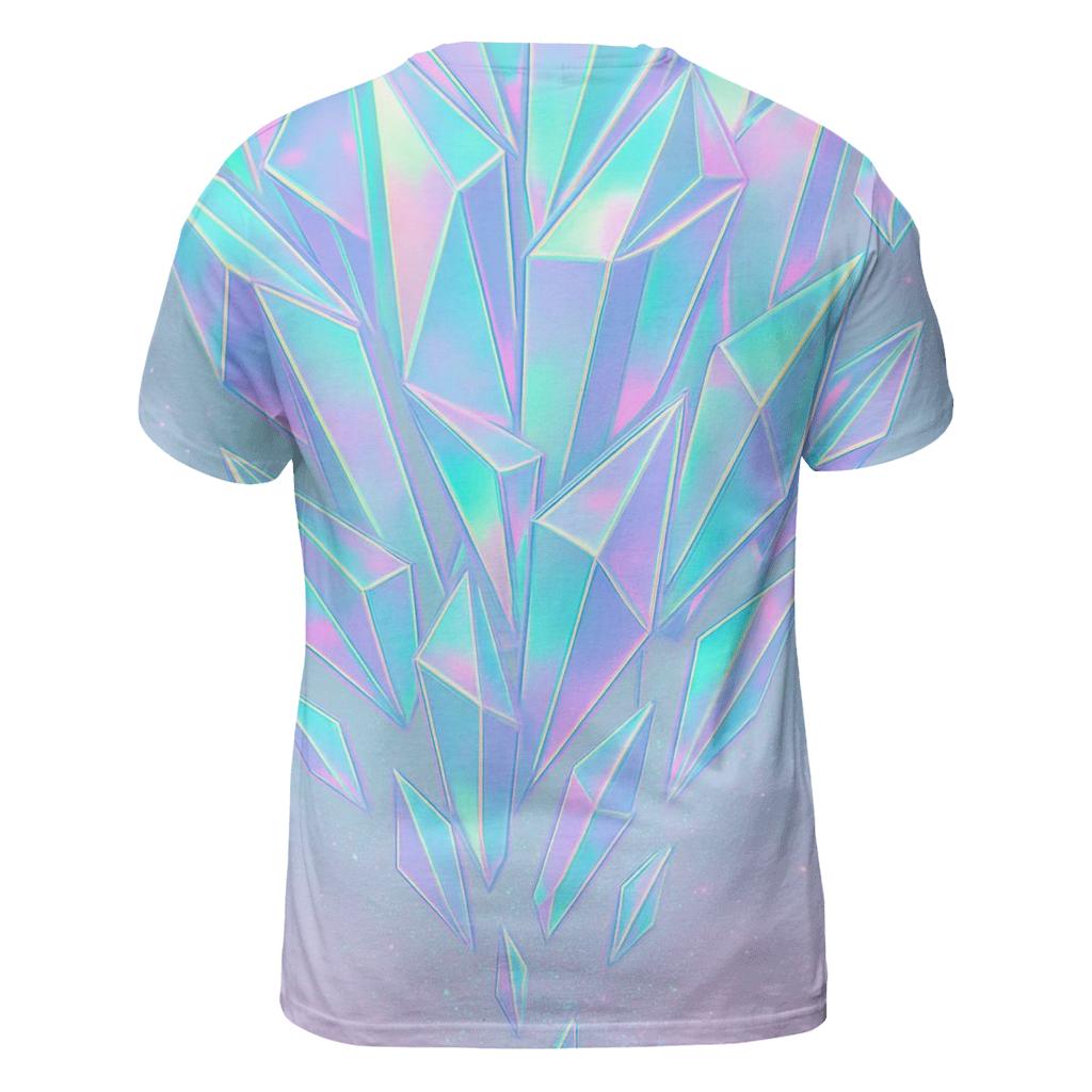 Holographic Prism Cascade vibrant all-over design tees
