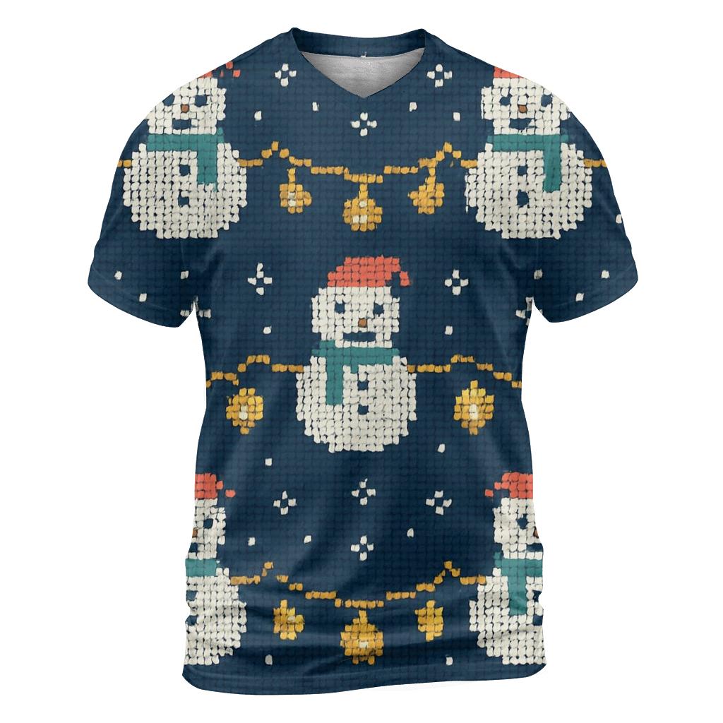 Snowman Lantern Garland Rows Design statement graphic shirts