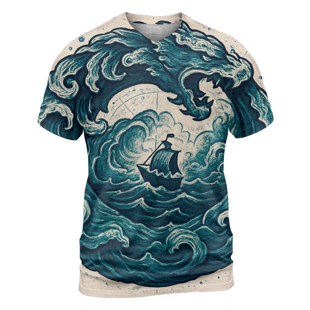 Ocean Tide Ouroboros creative print fashion shirts