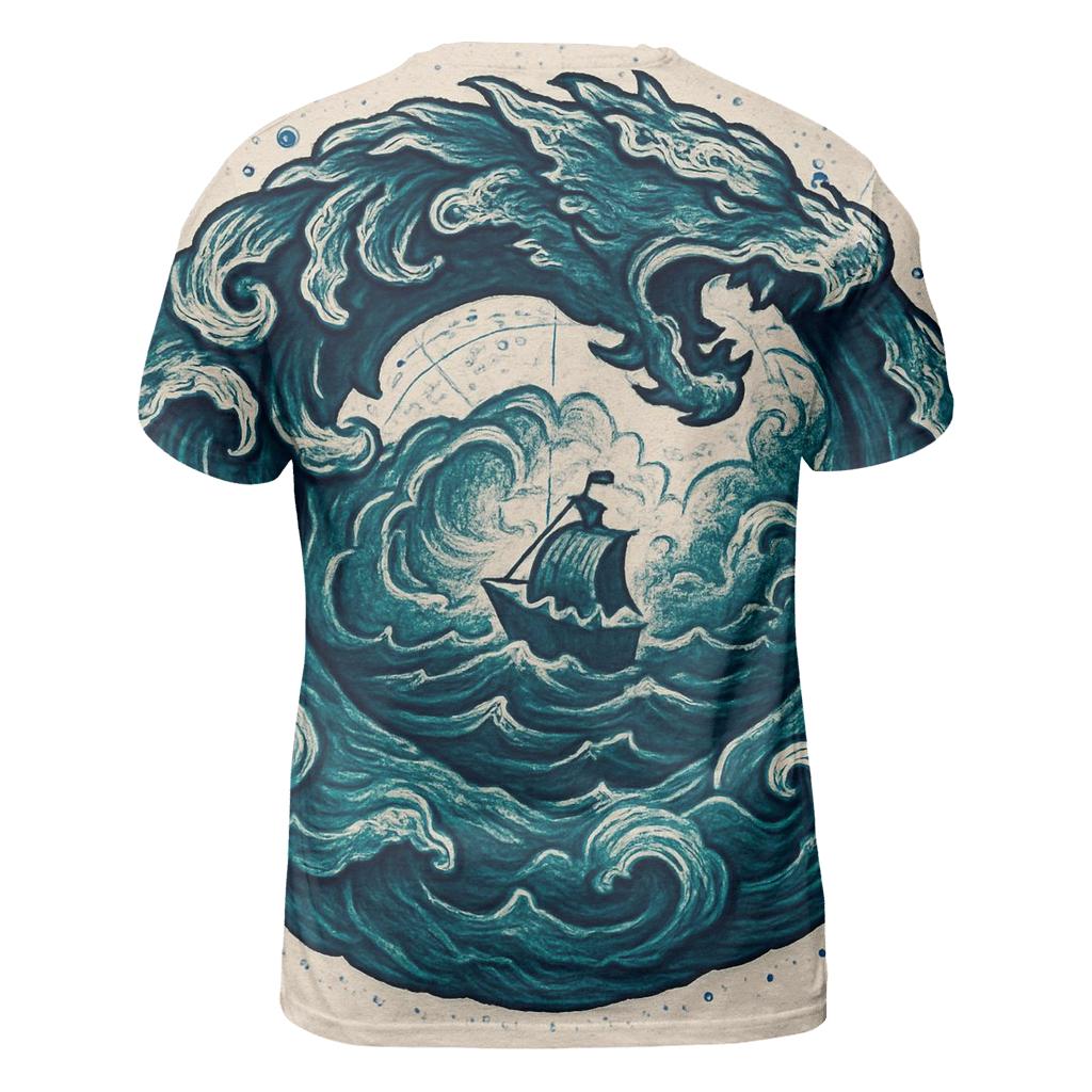 Ocean Tide Ouroboros creative print fashion shirts