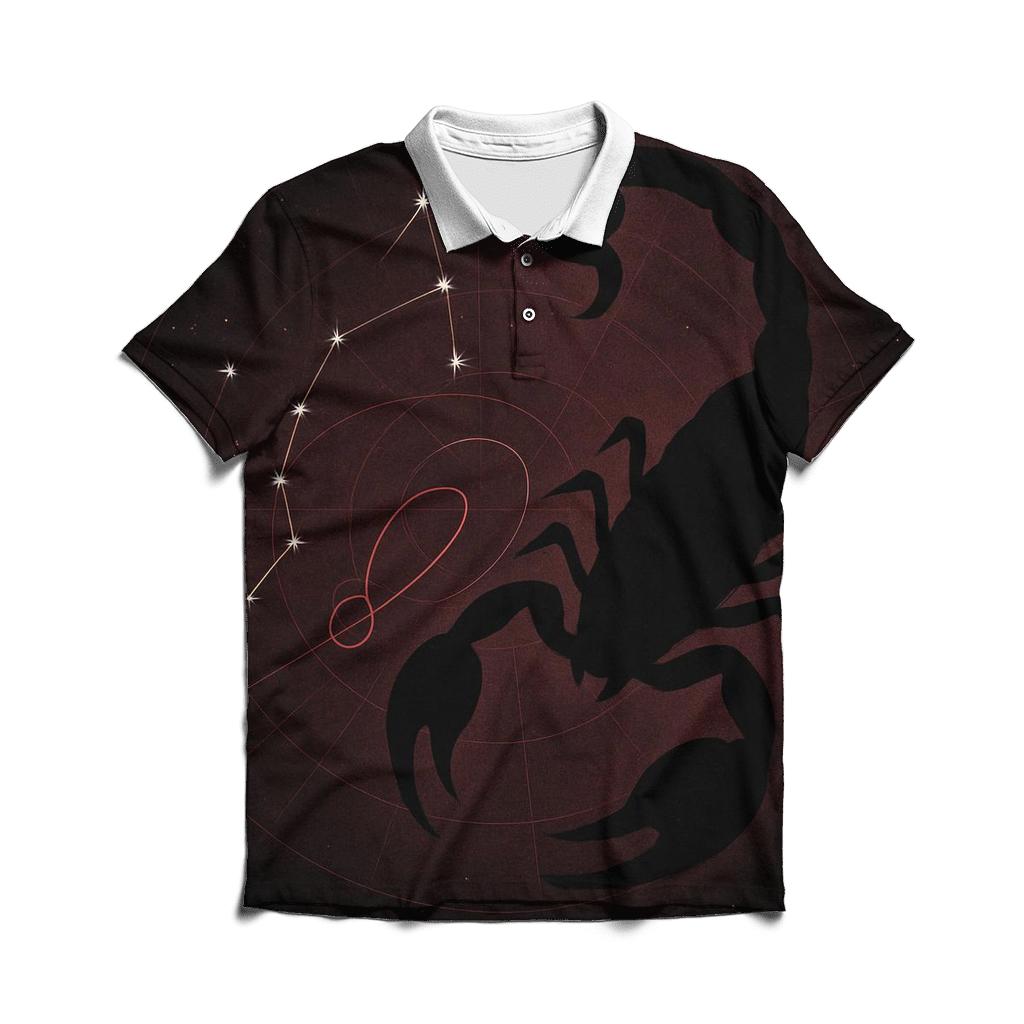 Scorpio Deep Space Retrograde Map branded logo polo shirts