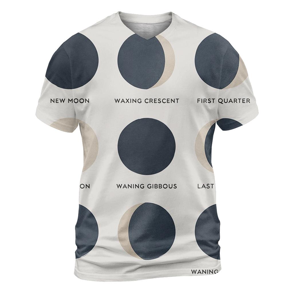 Lunar Phase Minimal Calendar trendy printed shirt styles